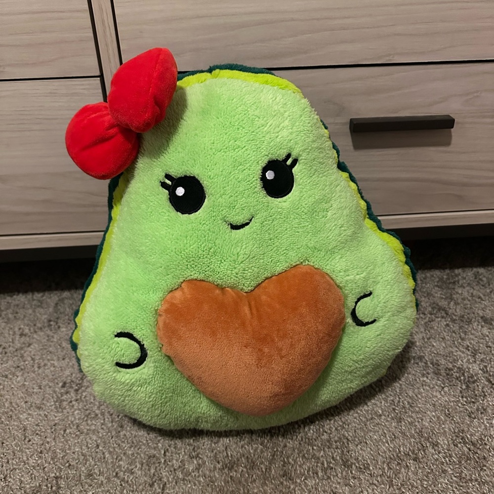 Cute Avocado Plush with Red Bow
